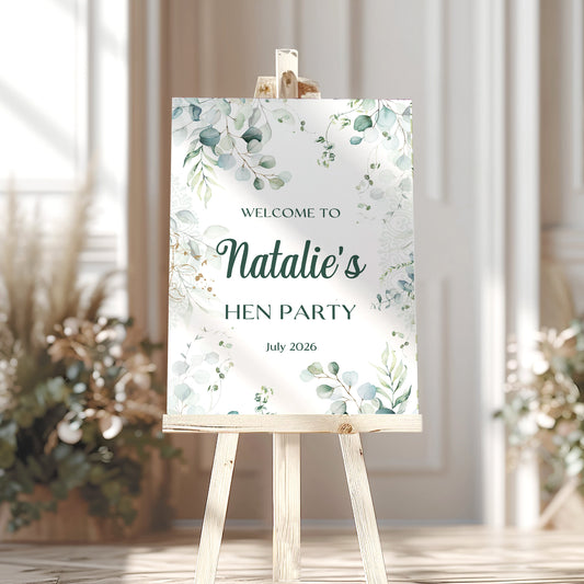 Eucalyptus Hen Party Welcome Sign