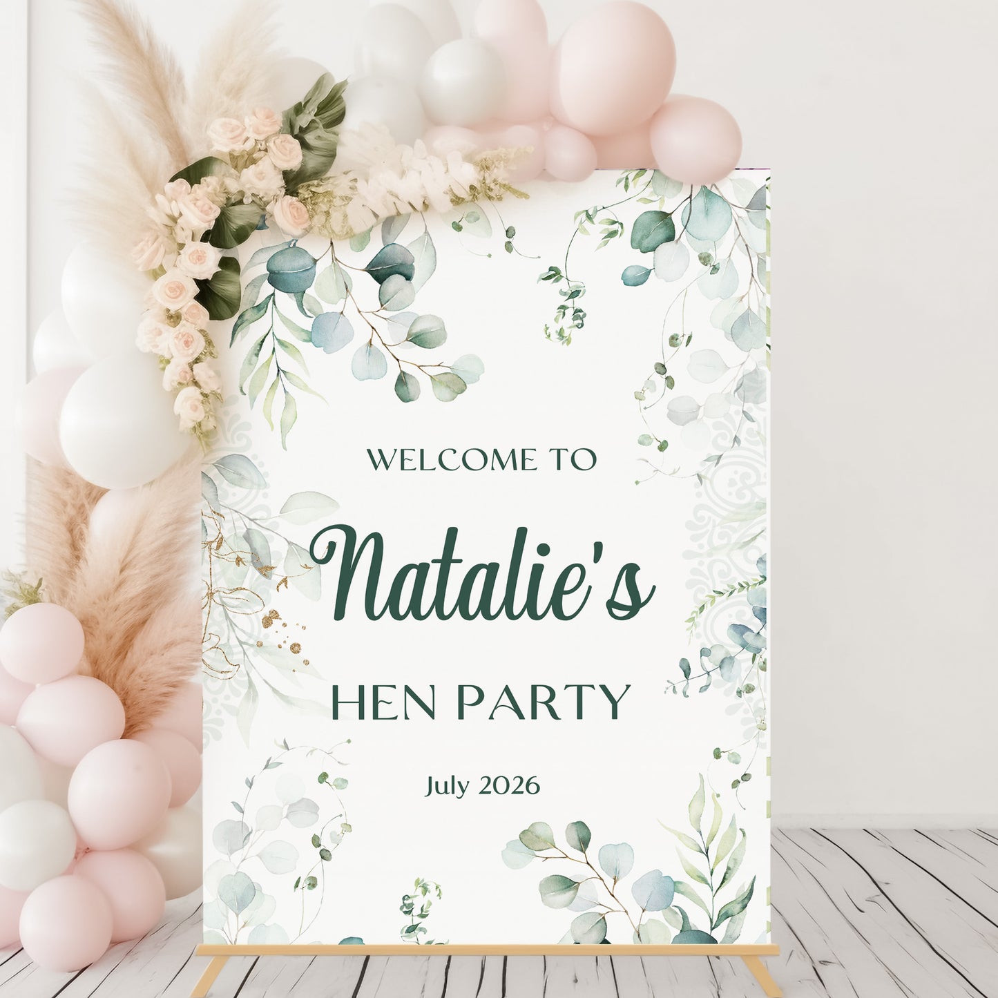 Eucalyptus Hen Party Welcome Sign