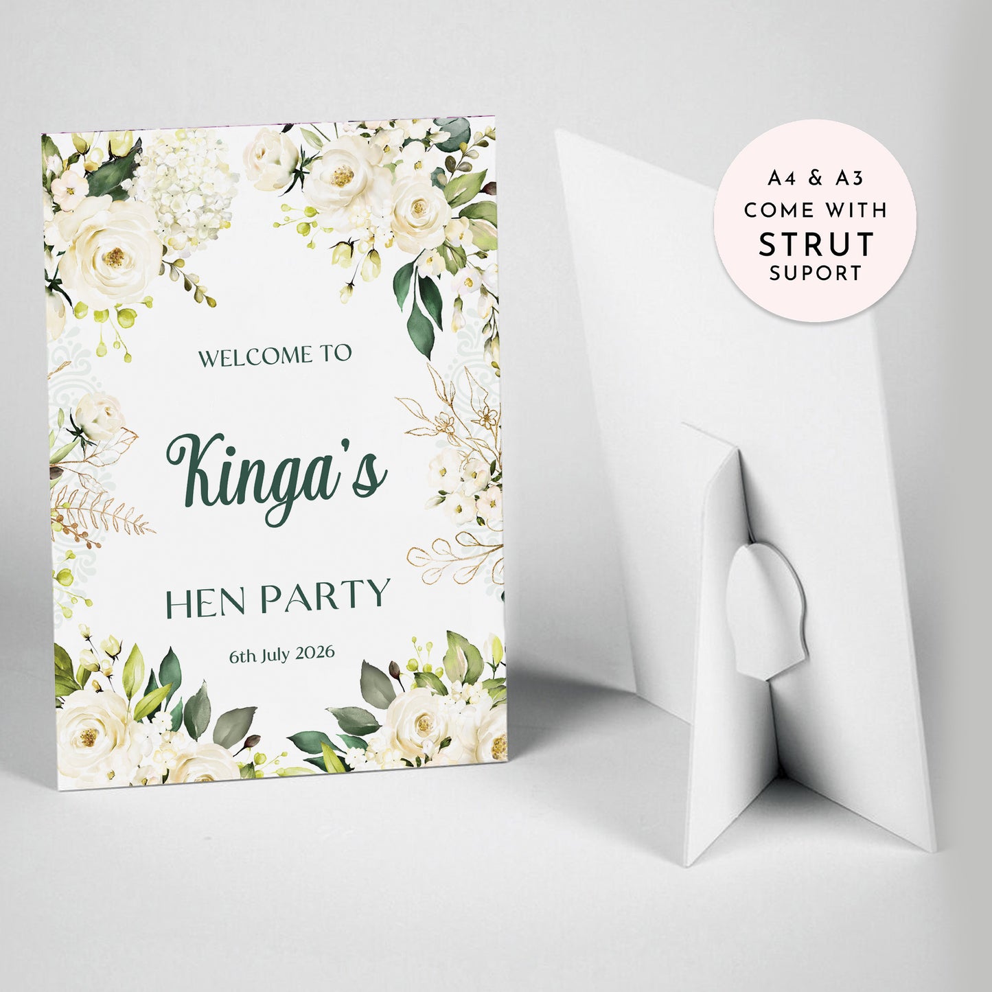 White Rose Hen Party Welcome Sign