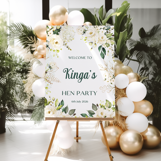 White Rose Hen Party Welcome Sign