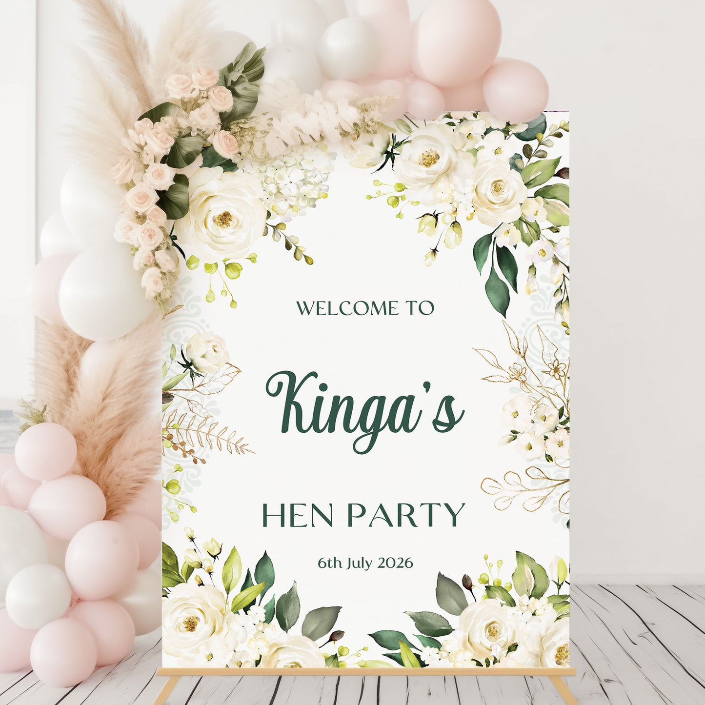 White Rose Hen Party Welcome Sign