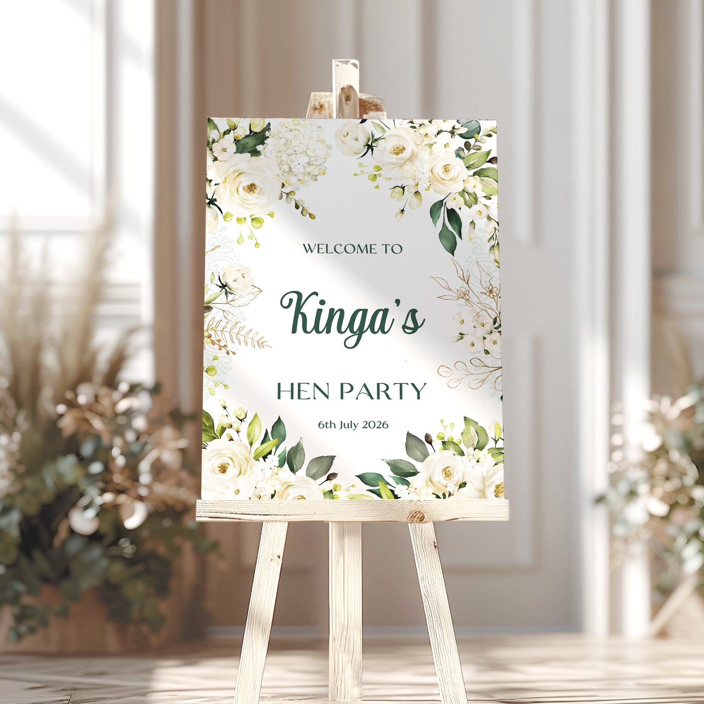 White Rose Hen Party Welcome Sign