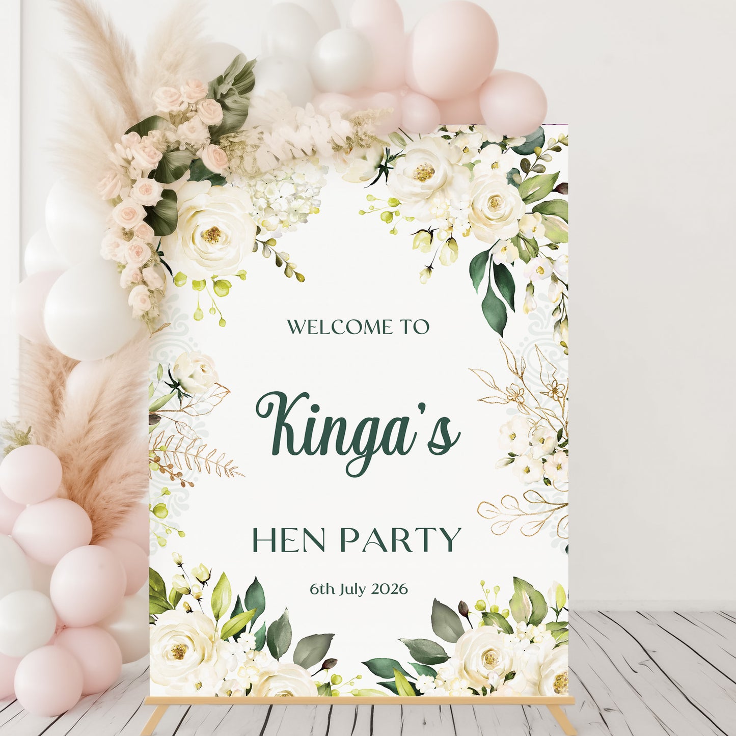 White Rose Hen Party Welcome Sign
