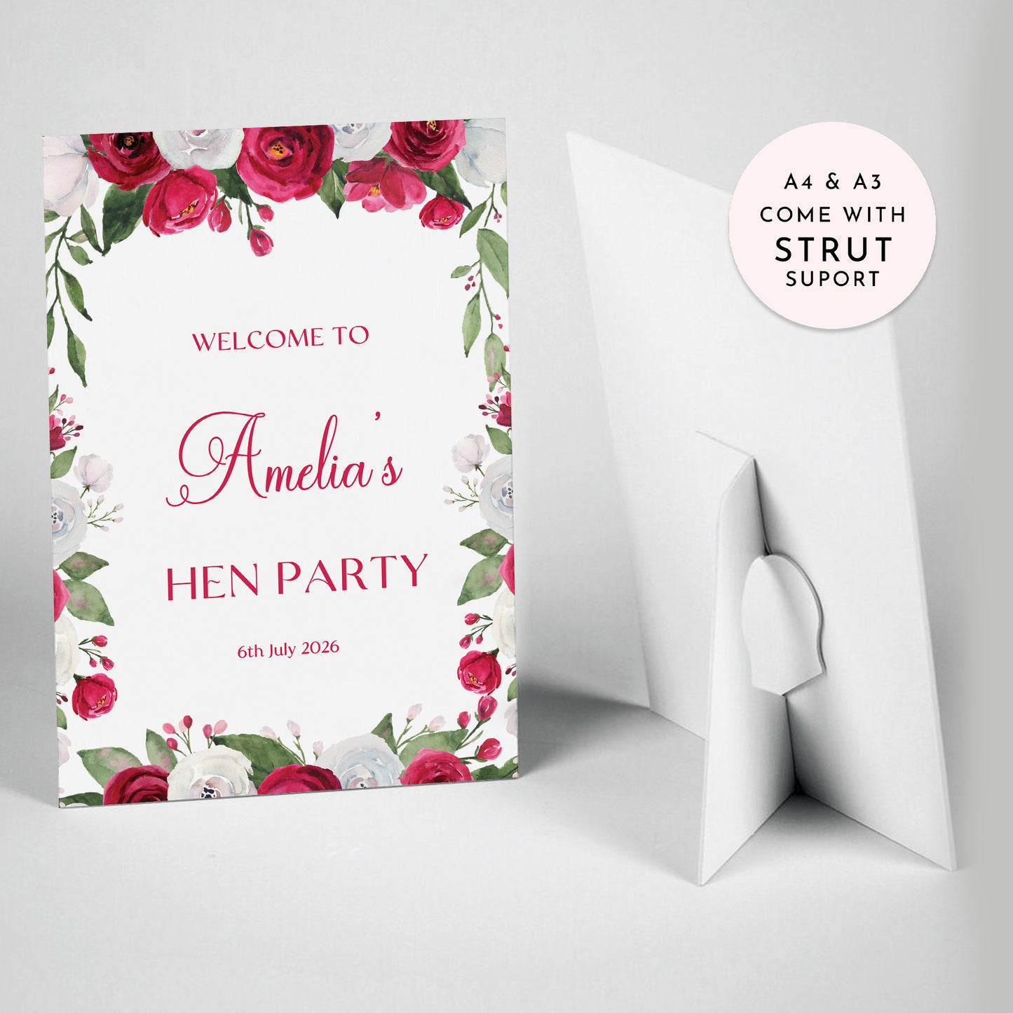 Red Rose Hen Party Welcome Sign