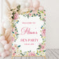 Pink Floral Hen Party Welcome Sign
