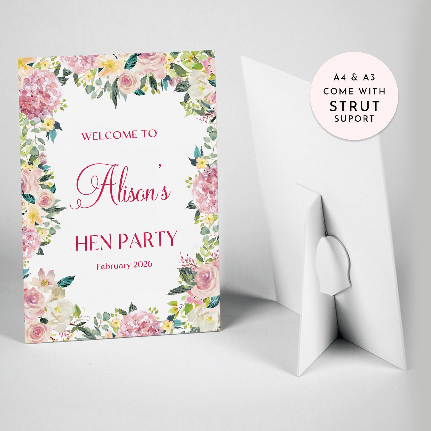 Pink Floral Hen Party Welcome Sign