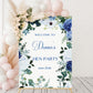 Navy Blue Floral Hen Party Welcome Sign