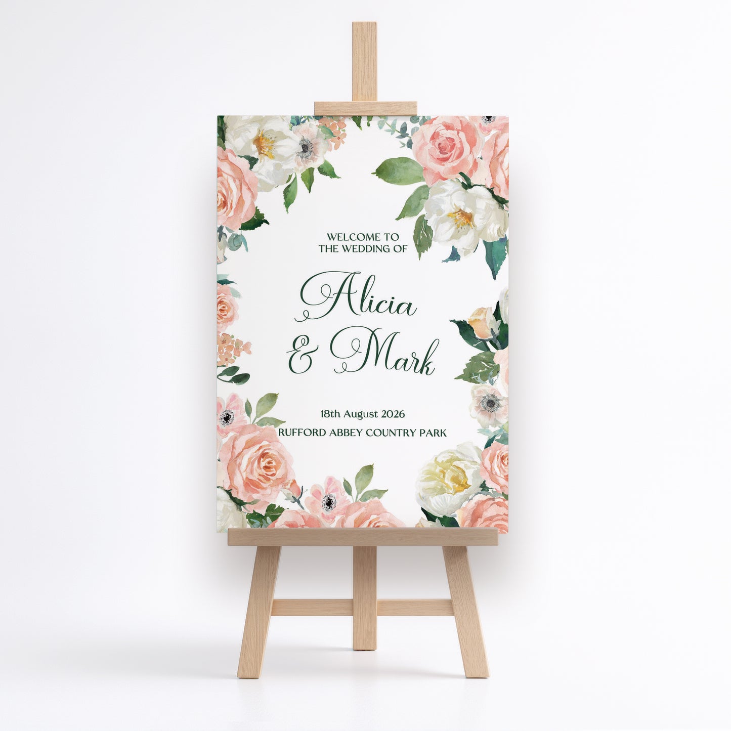 Blush Floral Wedding Party Welcome Sign, Wedding Welcome Sign, Peach Floral Welcome Sign, Wedding Party Sign, Botanical Ceremony Decor