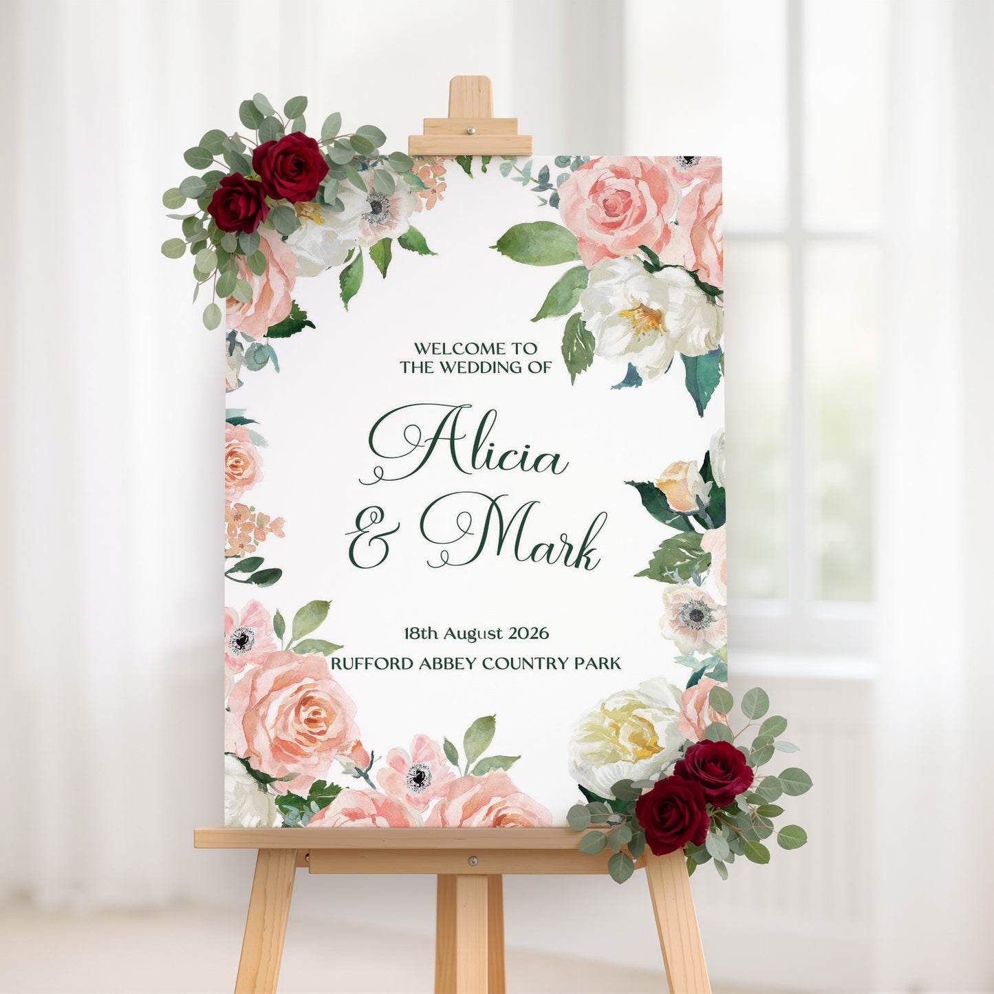 Blush Floral Wedding Party Welcome Sign, Wedding Welcome Sign, Peach Floral Welcome Sign, Wedding Party Sign, Botanical Ceremony Decor