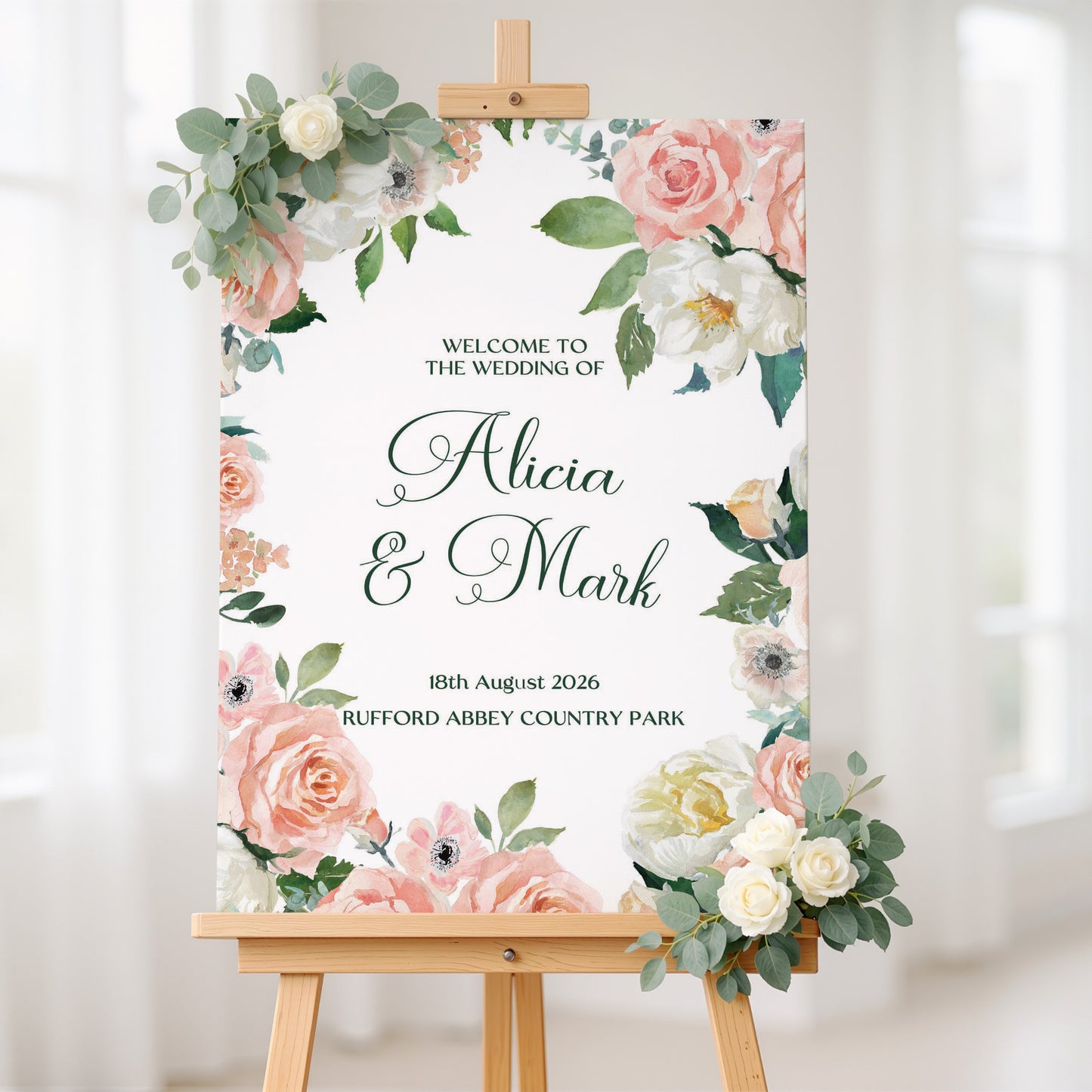 Blush Floral Wedding Party Welcome Sign, Wedding Welcome Sign, Peach Floral Welcome Sign, Wedding Party Sign, Botanical Ceremony Decor