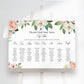 Blush Wedding Seating Plan Sign, Pink Floral Table Plan, Wedding Signage, Printed Foamboard, Wedding Seating Chart Sign, Floral Seating Plan
