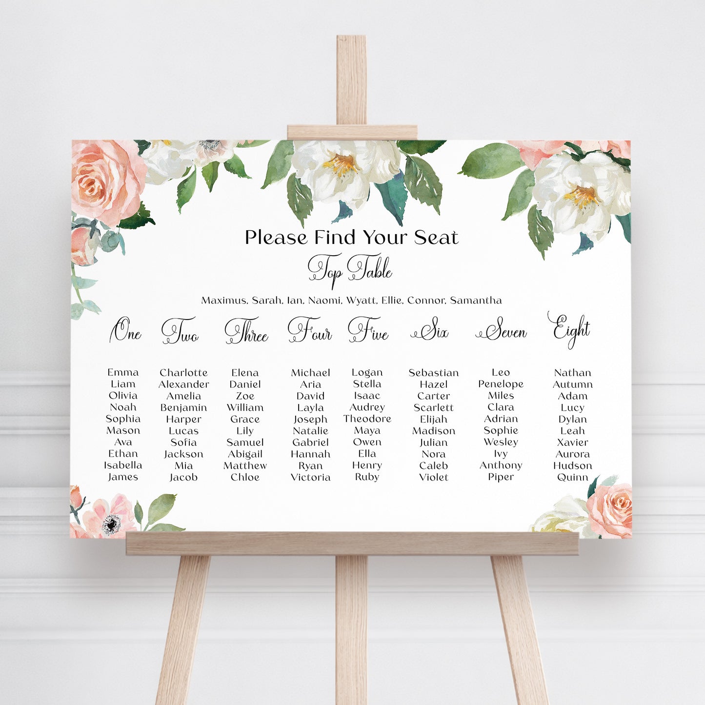Blush Wedding Seating Plan Sign, Pink Floral Table Plan, Wedding Signage, Printed Foamboard, Wedding Seating Chart Sign, Floral Seating Plan