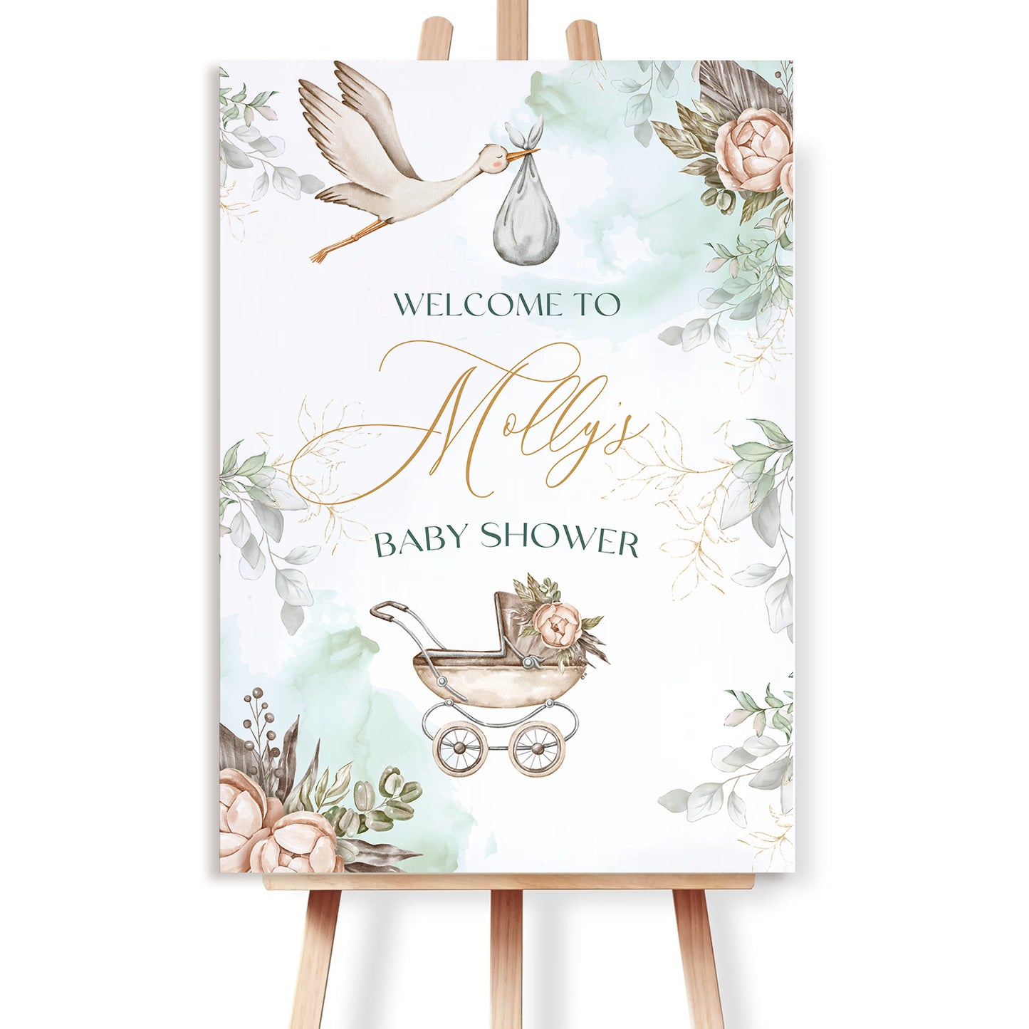 Vintage Pram Baby Shower Sign