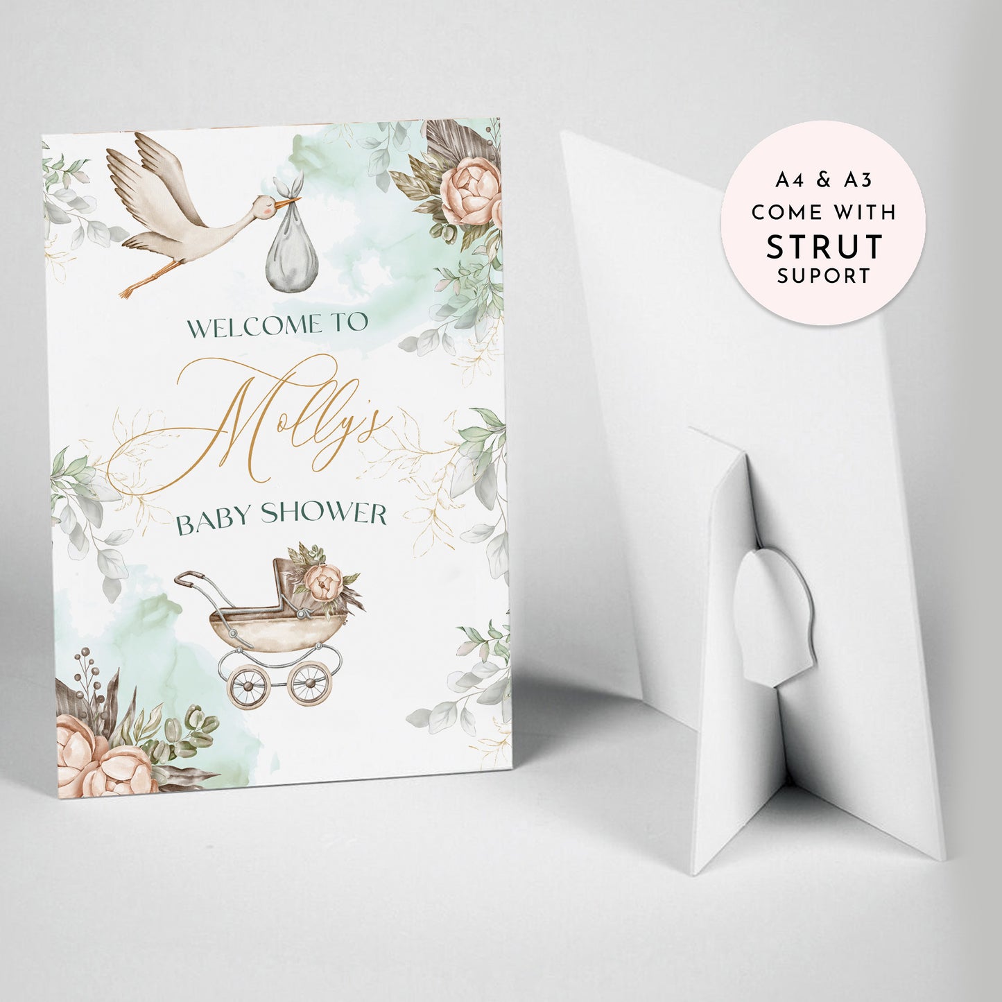 Vintage Pram Baby Shower Sign