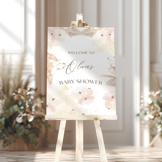 Soft Floral Boho Baby Shower Sign
