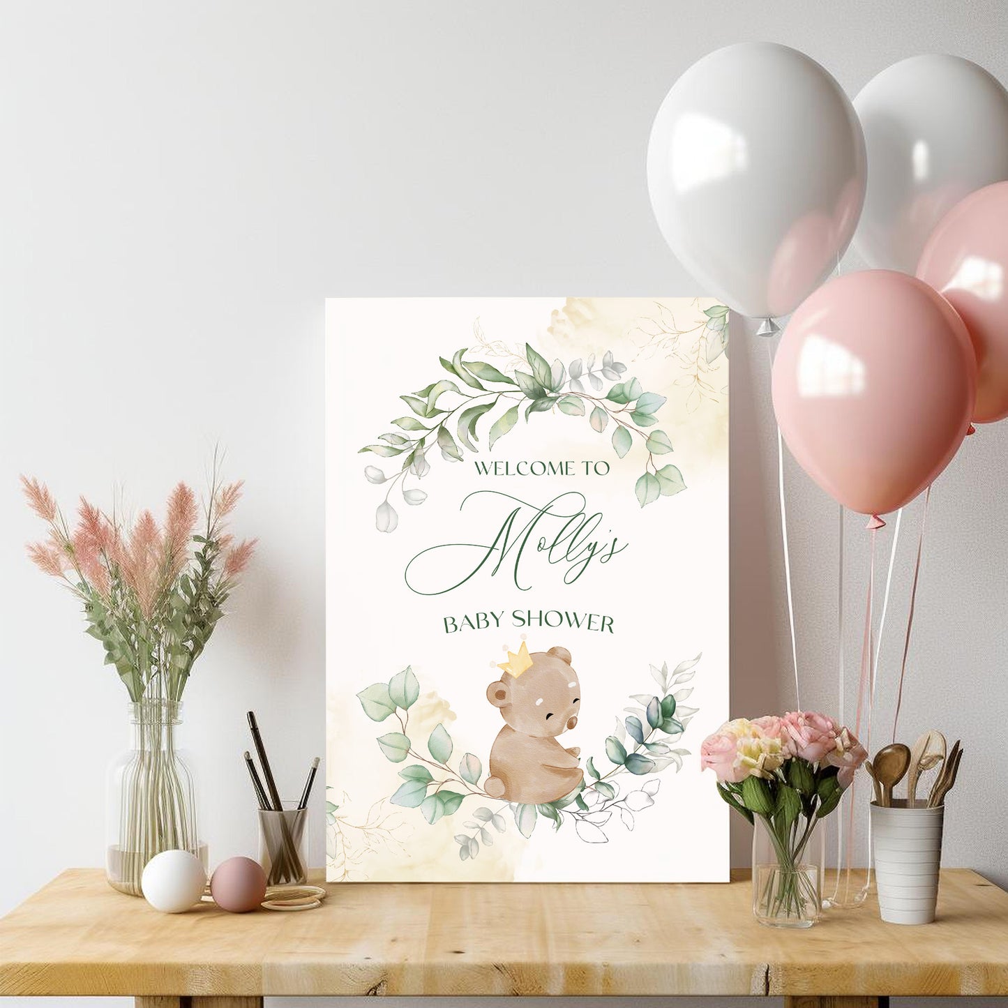 Baby Bear Eucalyptus Baby Shower Sign