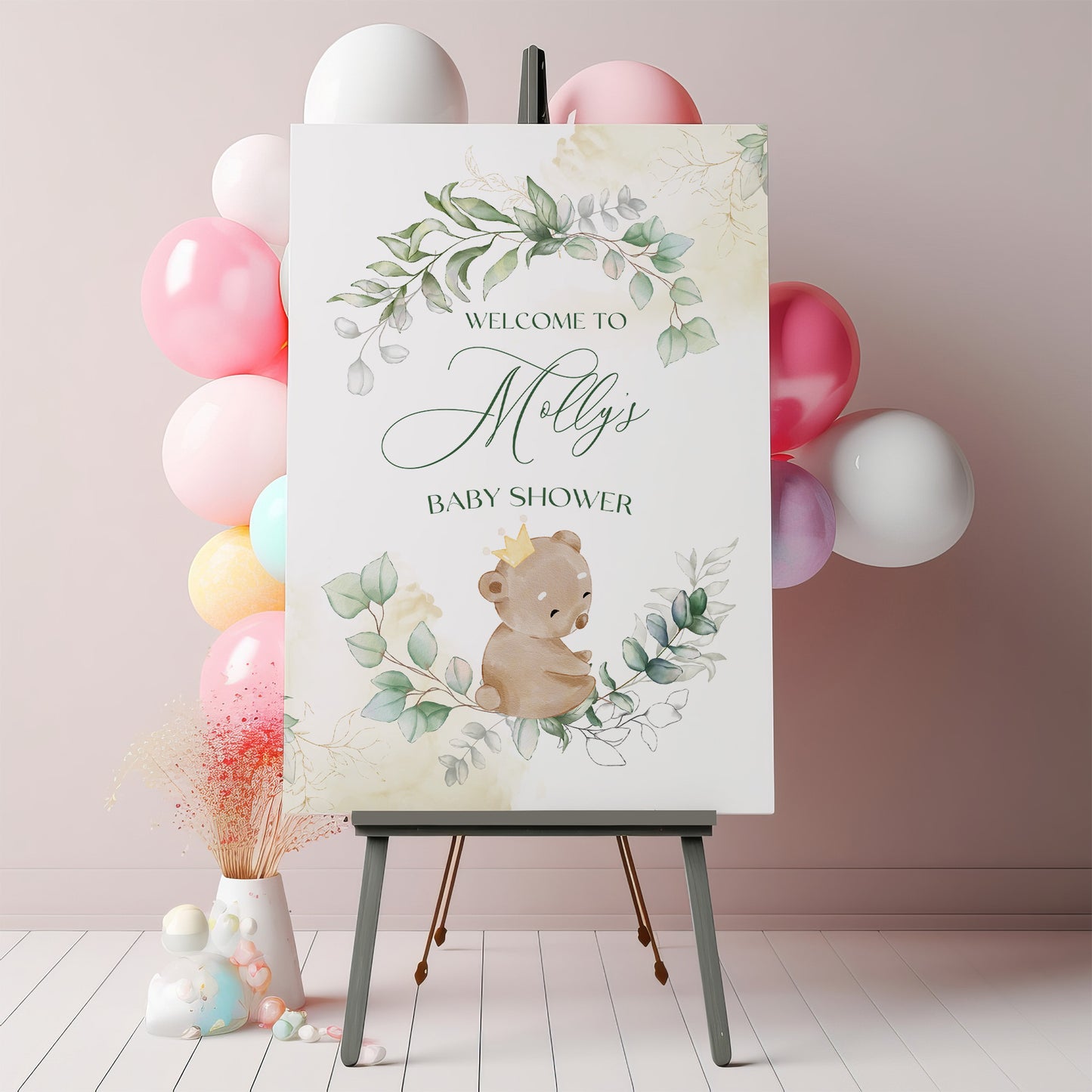 Baby Bear Eucalyptus Baby Shower Sign