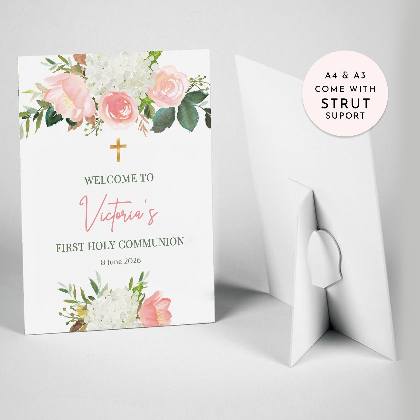 Blush Pink 1st Holy Communion Welcome Sign
