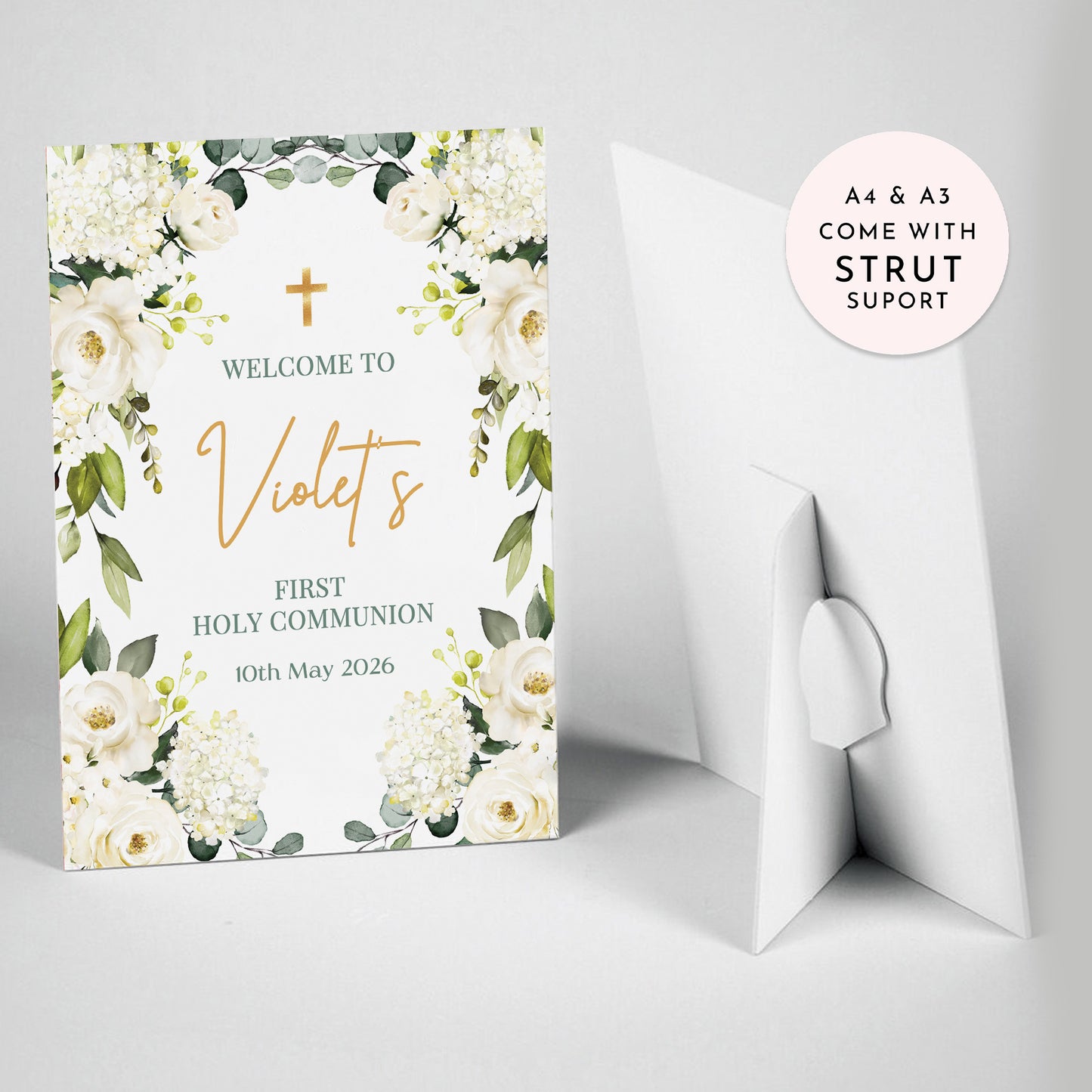 White Rose 1st Holy Communion Welcome Sign