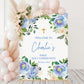 Blue Floral First Holy Communion Welcome Sign