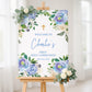 Blue Floral First Holy Communion Welcome Sign
