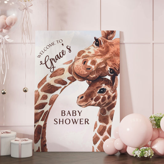 Mum and Baby Giraffe Baby Shower Sign
