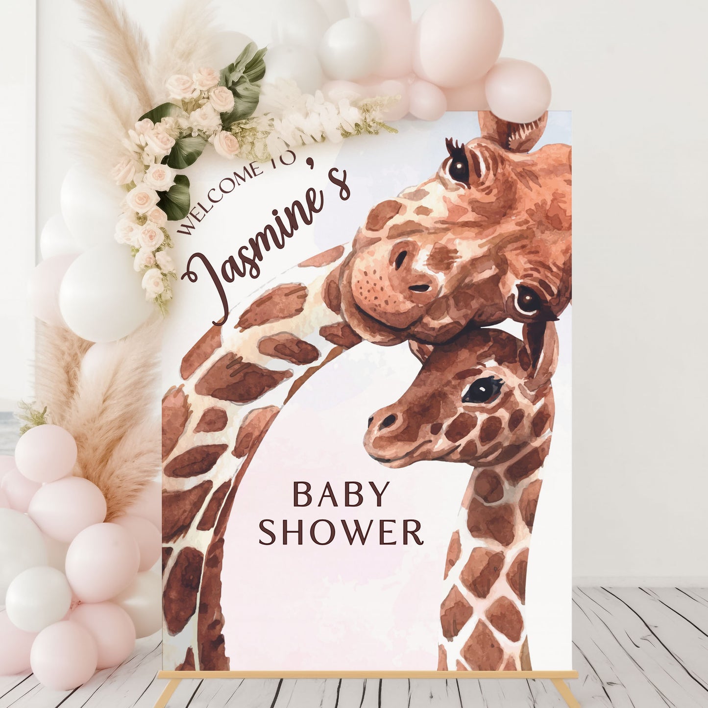 Mum and Baby Giraffe Baby Shower Sign