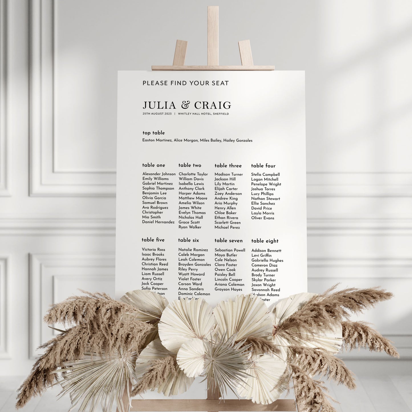 Minimalist Modern Wedding Table Plan