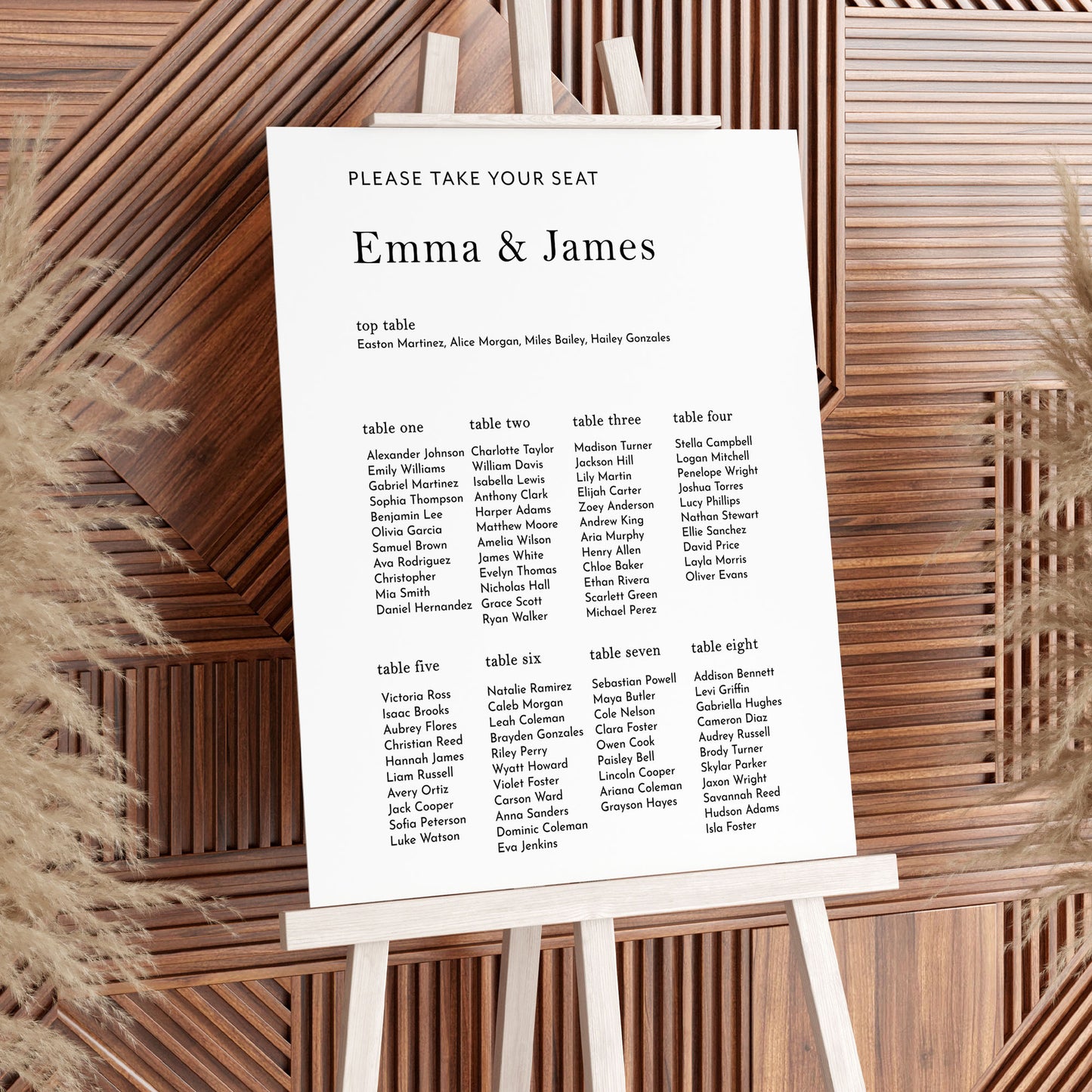 Minimalist Wedding Seating Plan