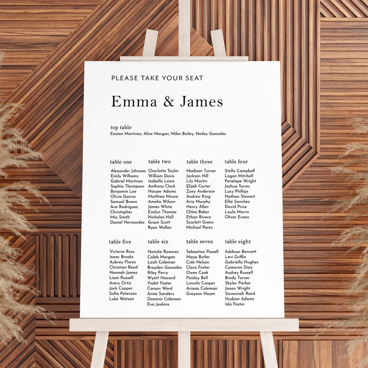 Minimalist Wedding Seating Chart