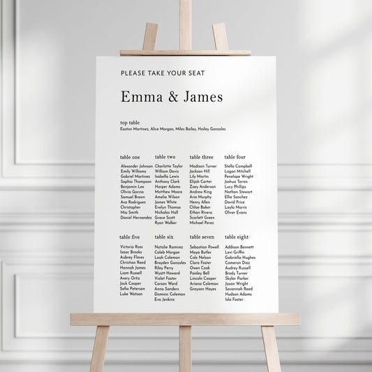 Minimalist Wedding Seating Chart