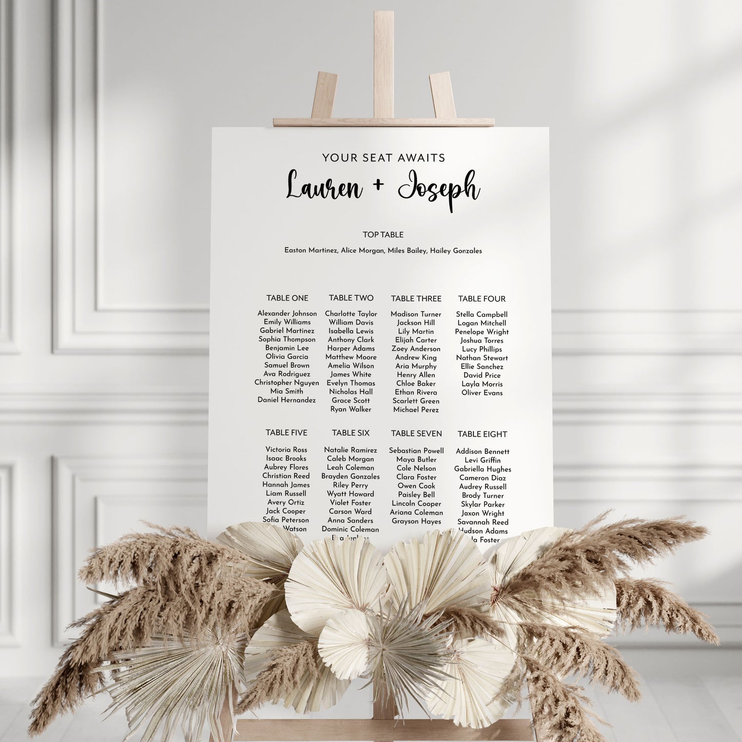 Minimalist Wedding Seating Sign