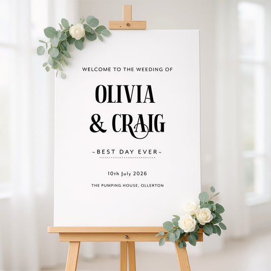 Bold White Wedding Sign