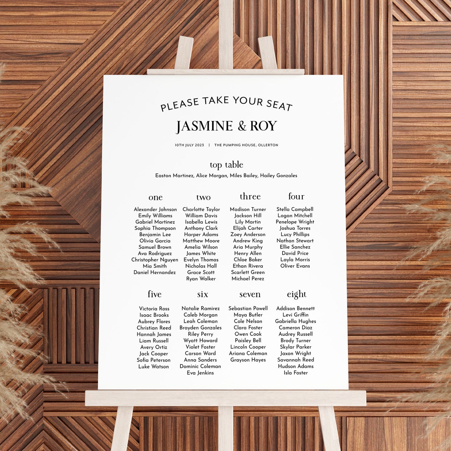 Black & White Wedding Seating Plan