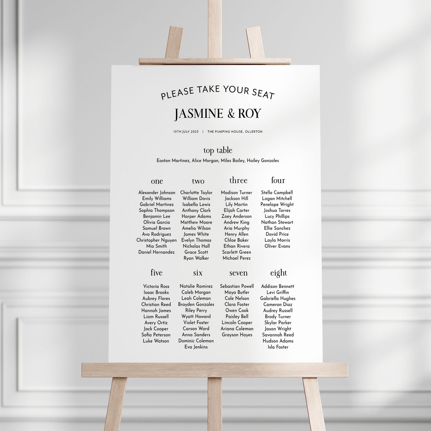 Black & White Wedding Seating Plan