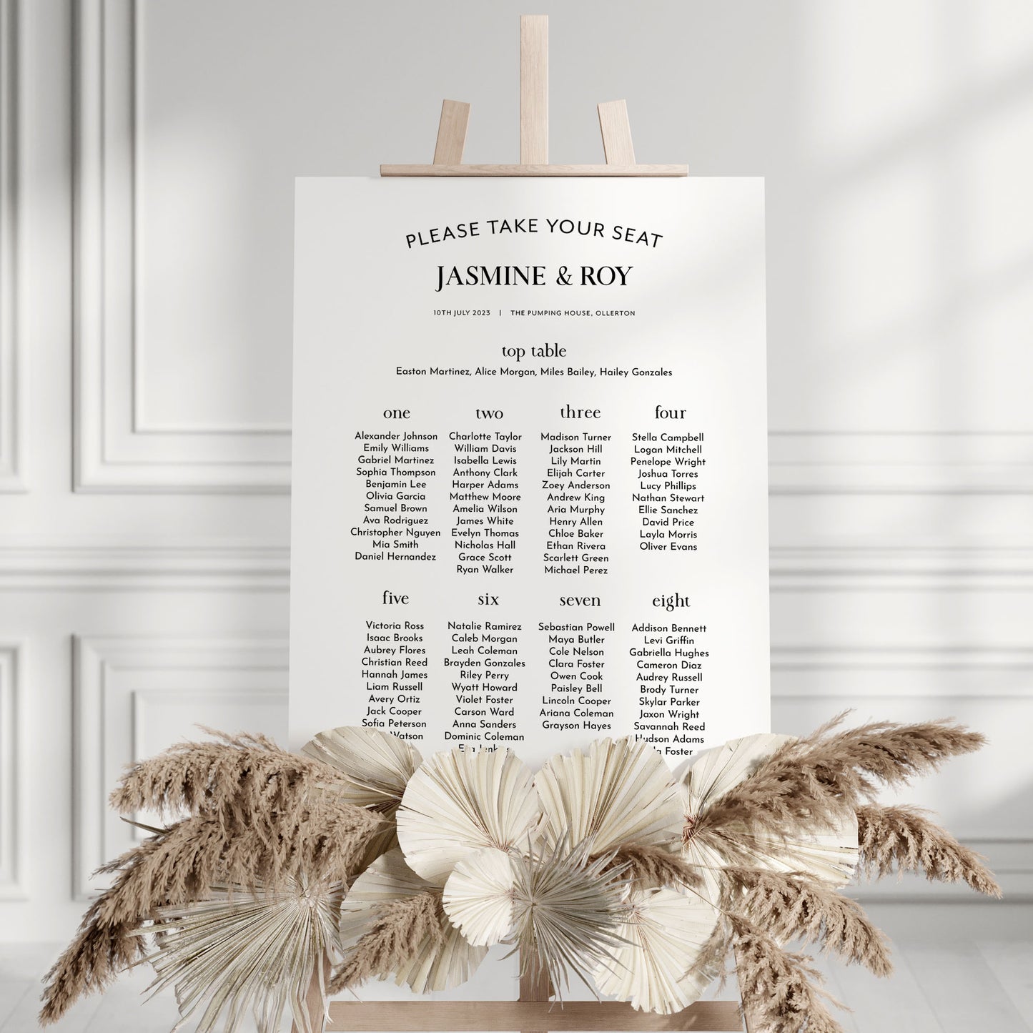 Black & White Wedding Seating Plan