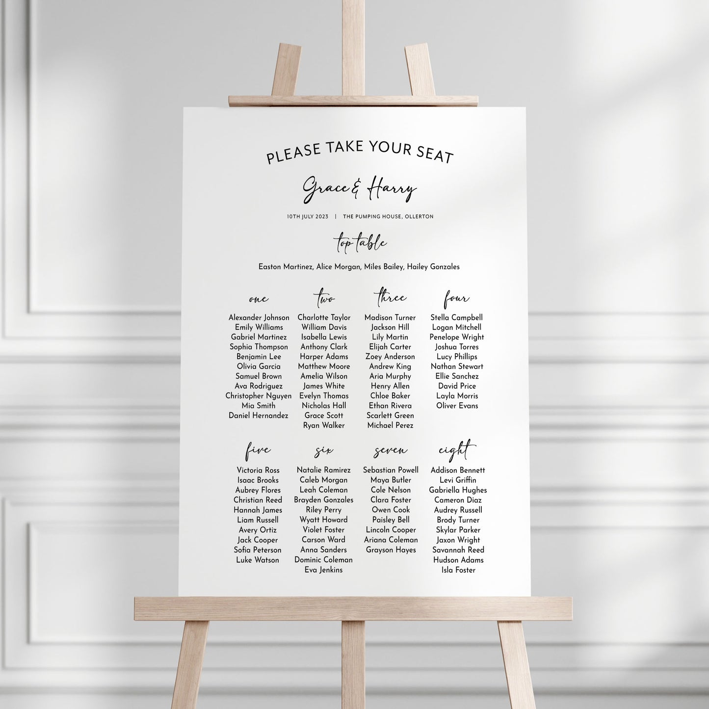 Minimalist Wedding Seating Plan