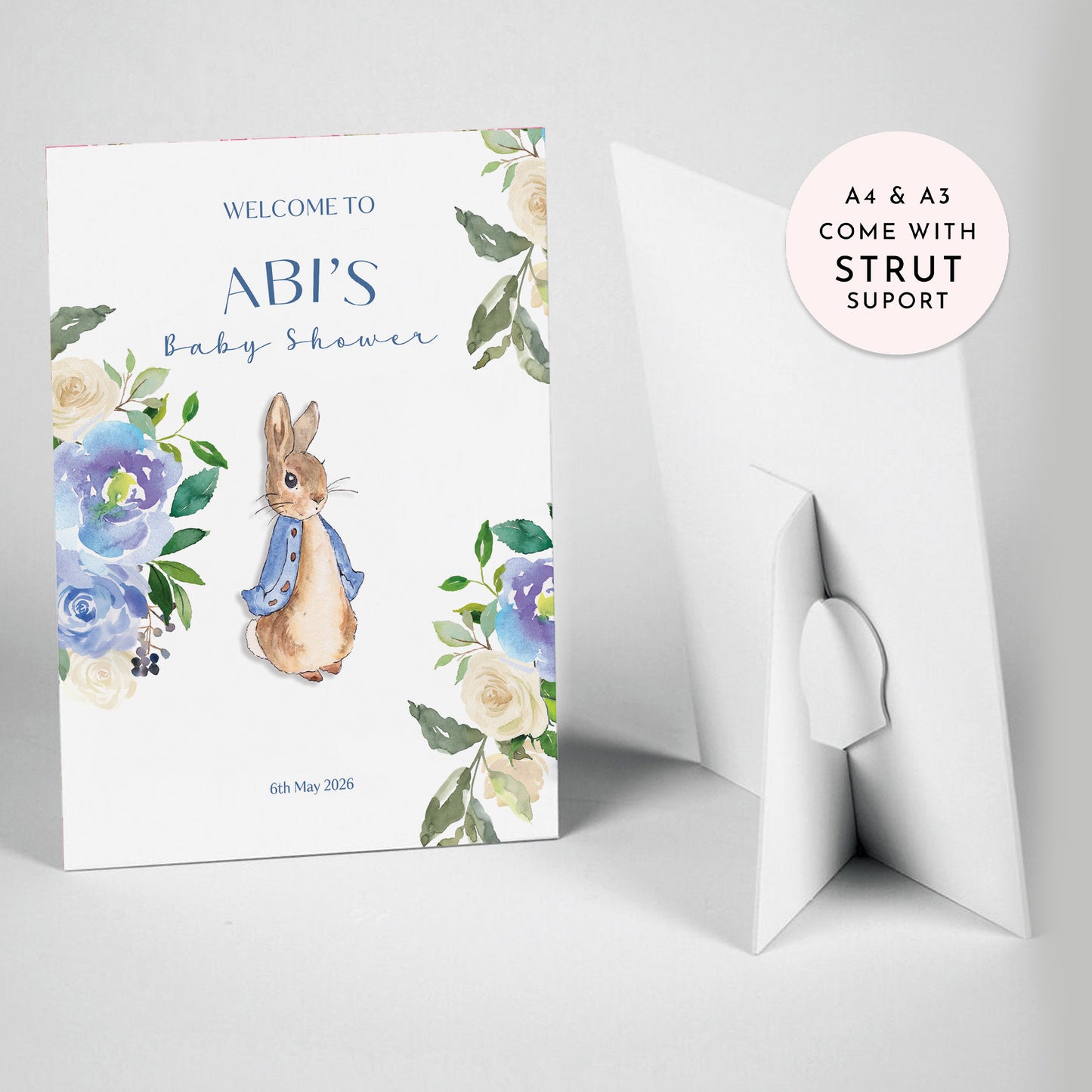 Blue Peter Rabbit Baby Shower Sign