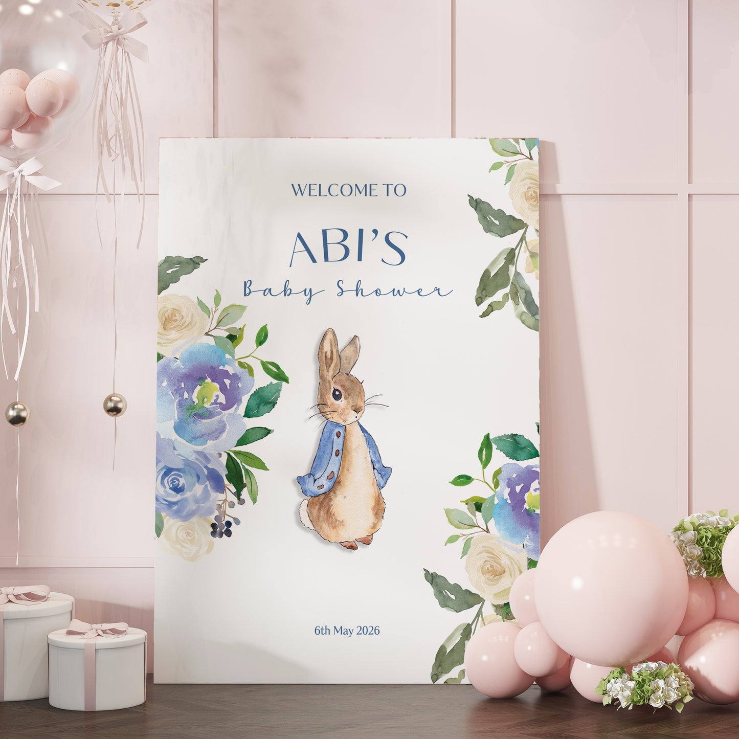 Blue Peter Rabbit Baby Shower Sign