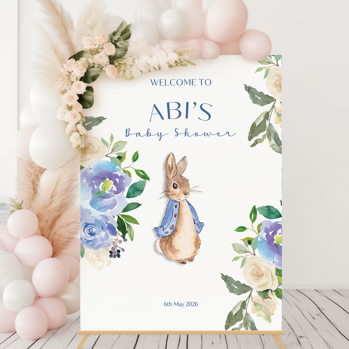 Blue Peter Rabbit Baby Shower Sign
