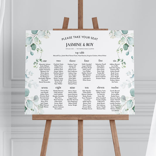 Eucalyptus Wedding Seating Plan Sign