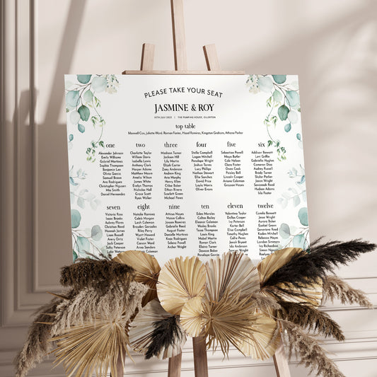 Eucalyptus Wedding Seating Plan Sign