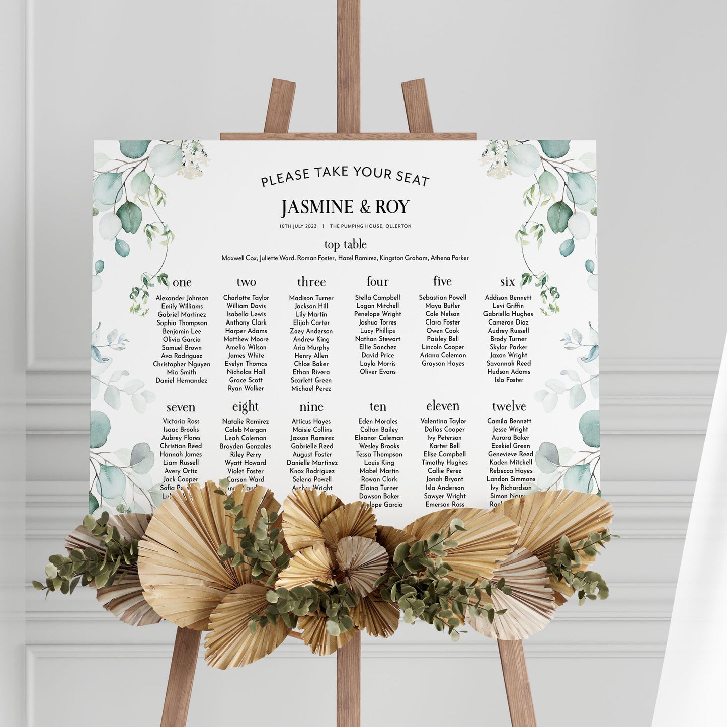 Eucalyptus Wedding Seating Plan Sign