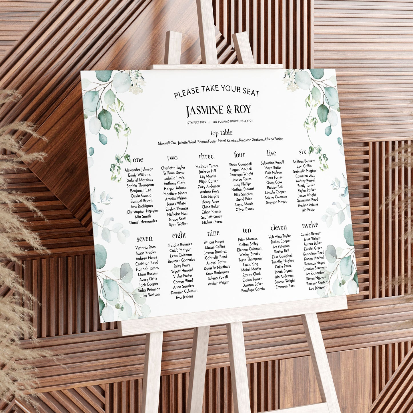 Eucalyptus Wedding Seating Plan Sign