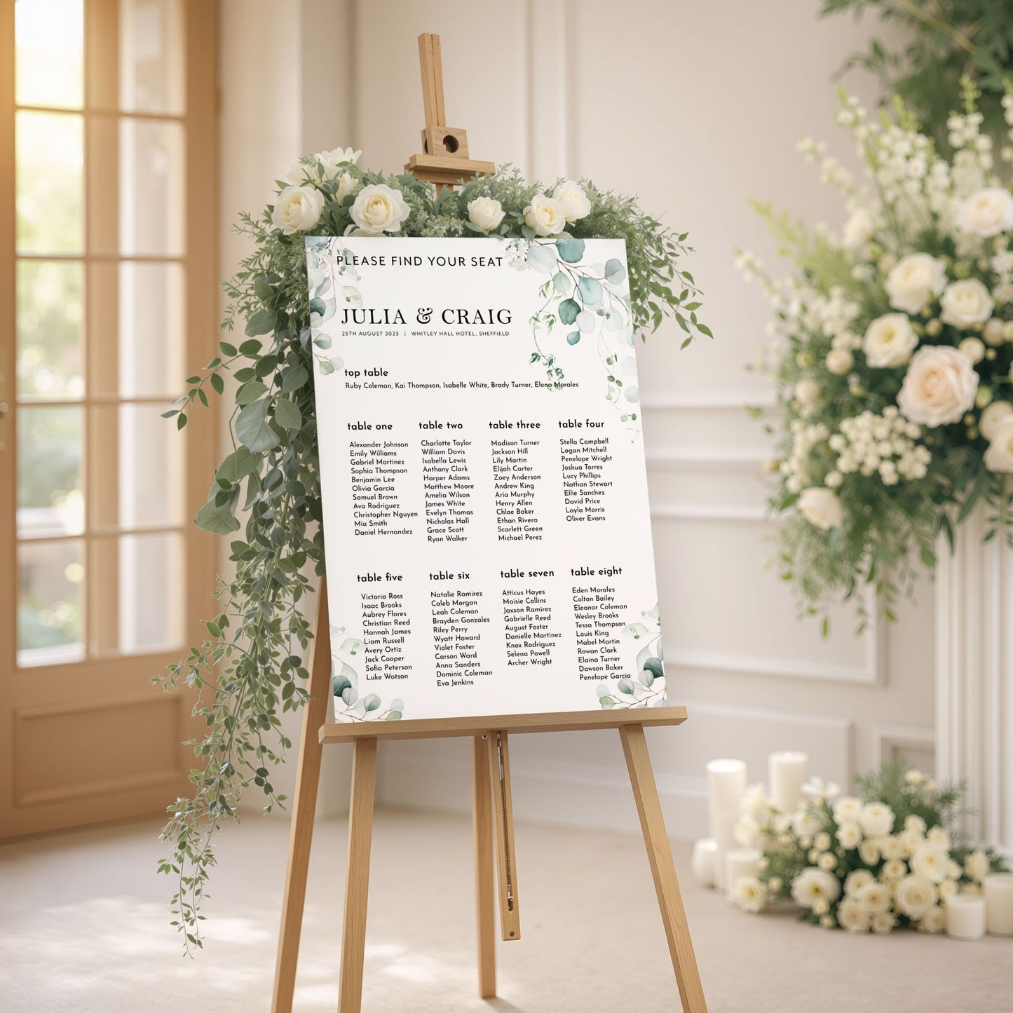 Eucalyptus Wedding Seating Plan Sign