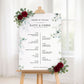Eucalyptus Wedding Timeline Sign, Order of Events