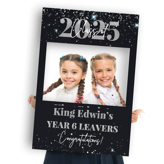 Black and Silver School Leavers Party Selfie Frame