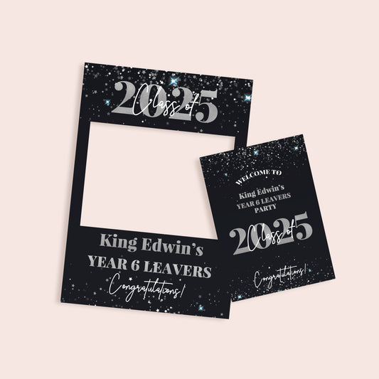 Black and Silver School Leavers Party Selfie Frame