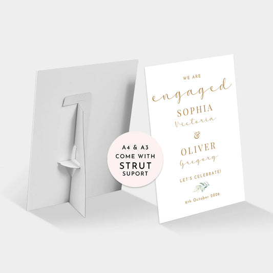 White and Gold Engagement Party Welcome Sign