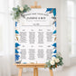 Blue, Grey and Gold Leaves Wedding Seating Plan